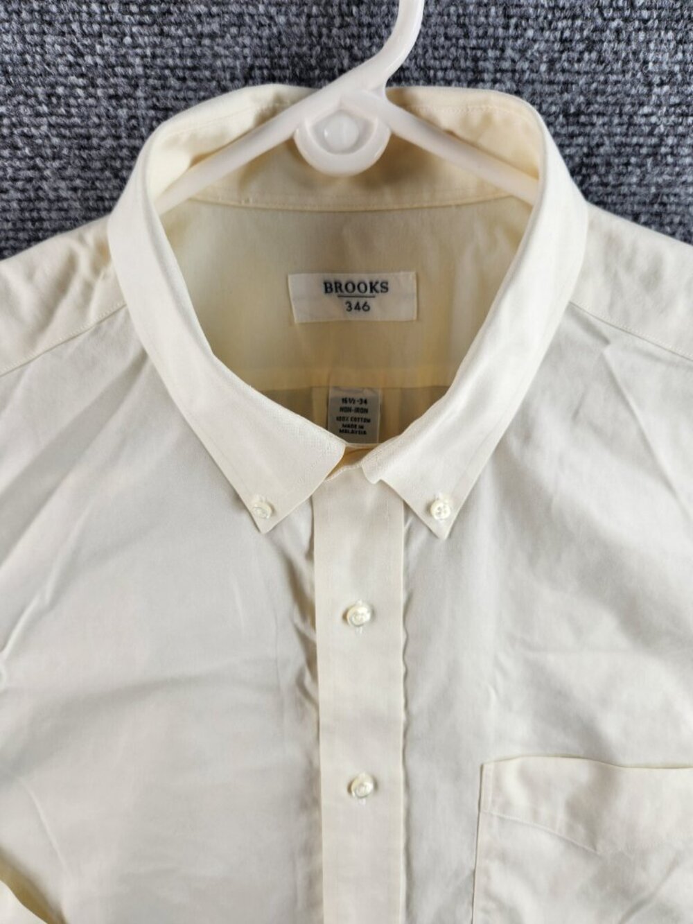Brooks Brothers 346 Yellow 16.5-34 Long Sleeve Button Up Non-iron All Cotton Men